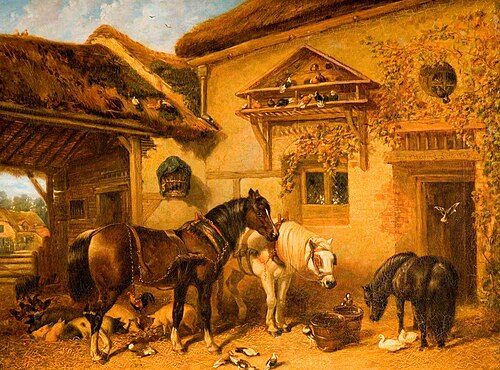 Cottage Door and Farmstead, 1843, John Frederick Herring, Sr.