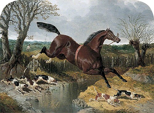 Runaway Chestnut Horse with Beagles, 1850, John Frederick Herring, Sr.