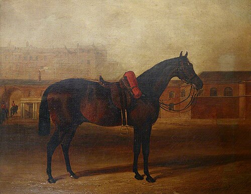 A Charger on the Parade Ground of Albany Barracks, London, 1839, John Frederick Herring, Sr.