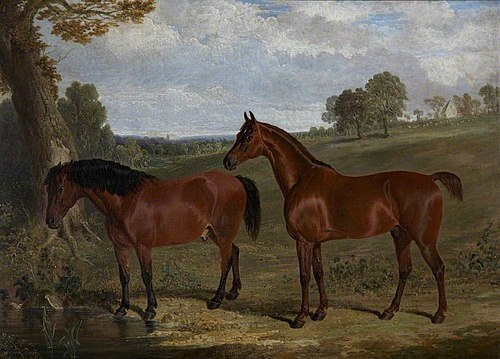 A Bay Horse and Pony in a Landscape, 1833, John Frederick Herring, Sr.