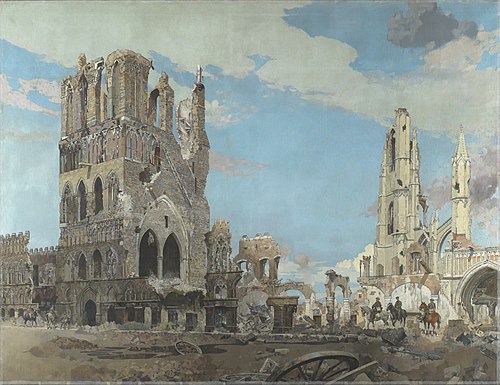 The Cloth Hall, Ypres, 1917, James Kerr-Lawson