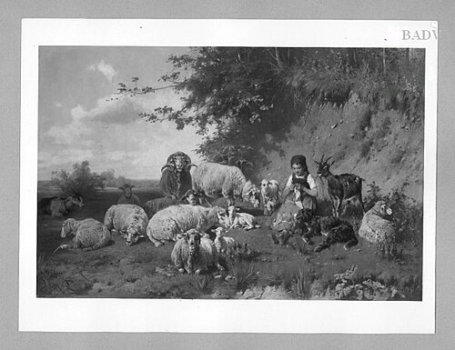 Mädchen mit Schafherde, 1885, Friedrich Otto Gebler
