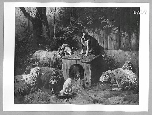 sheep at the dogÂ´s house, 1885, Friedrich Otto Gebler