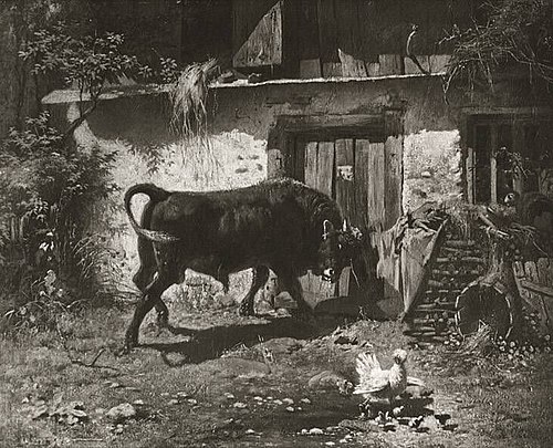Stier vor dem Stall, , Friedrich Otto Gebler