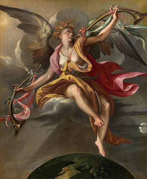 Fame hovering over the globe, 1605, Joos van Winghe