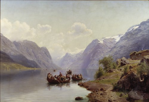 Bridal Escort on the Hardanger Fiord, 1865, Johan Fredrik Eckersberg
