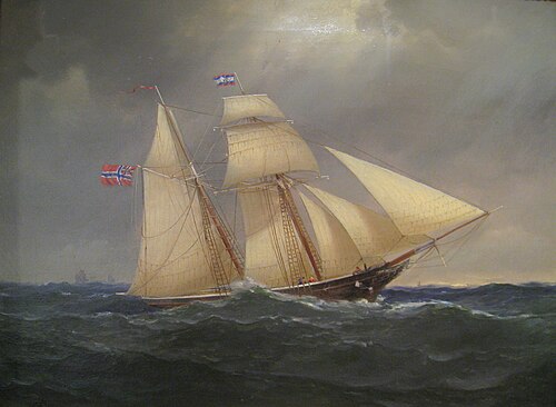 Schooner in choppy seas, 1851, Johan Fredrik Eckersberg