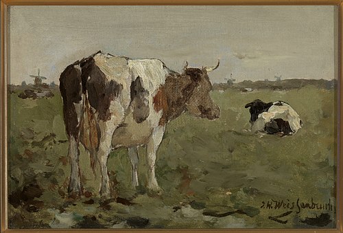 Koeien in een polderweide., 1880, Johan Hendrik Weissenbruch