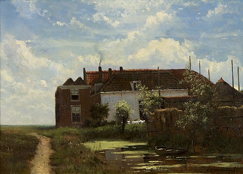 'Boerderij aan vaart' of 'De waslijn', 1871, Johan Hendrik Weissenbruch