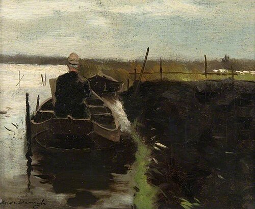 An Artist Sketching from a Boat, , Johan Hendrik Weissenbruch
