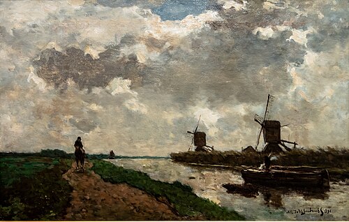 Polder Landscape with Windmills, 1890, Johan Hendrik Weissenbruch