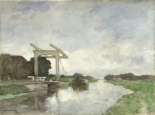 Drawbridge at Noorden, 1890, Johan Hendrik Weissenbruch
