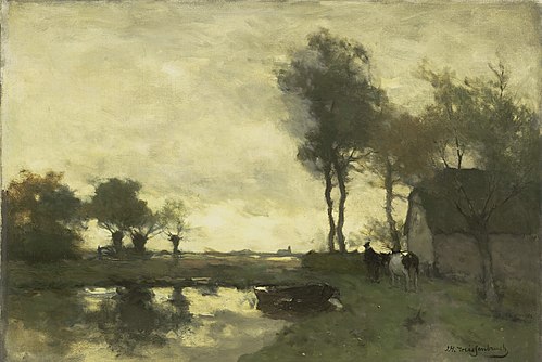 Landschap met boerderij bij een plas, 1886, Johan Hendrik Weissenbruch