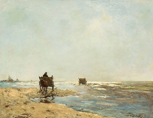 Beach with shelfish gatherers, 1891, Johan Hendrik Weissenbruch