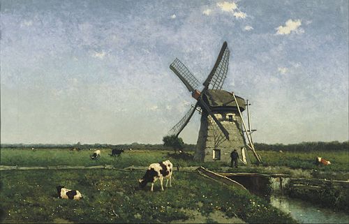 Landscape with windmill near Schiedam, 1873, Johan Hendrik Weissenbruch