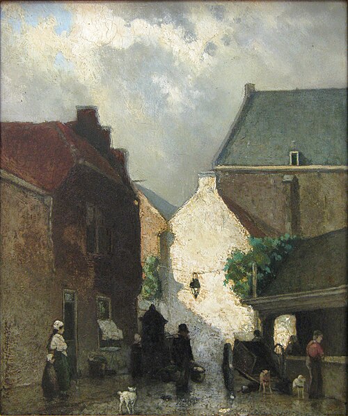 Fish market, The Hague, 1873, Johan Hendrik Weissenbruch