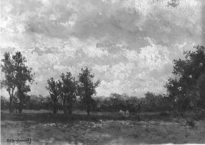 Landschap met bewolkte lucht, 1858, Johan Hendrik Weissenbruch