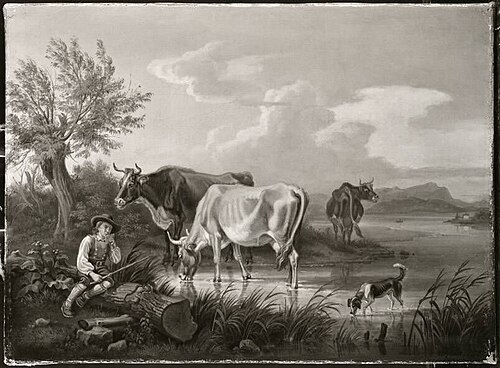 Rinderhirte am Starnberger See, 1844, Johann Adam Klein