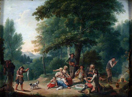 Landscape with Peasants Regaling Themselves in a Wood, 1775, Johann Andreas Herrlein