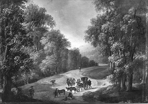 Forest landscape with a robbery, 1759, Johann Andreas Herrlein