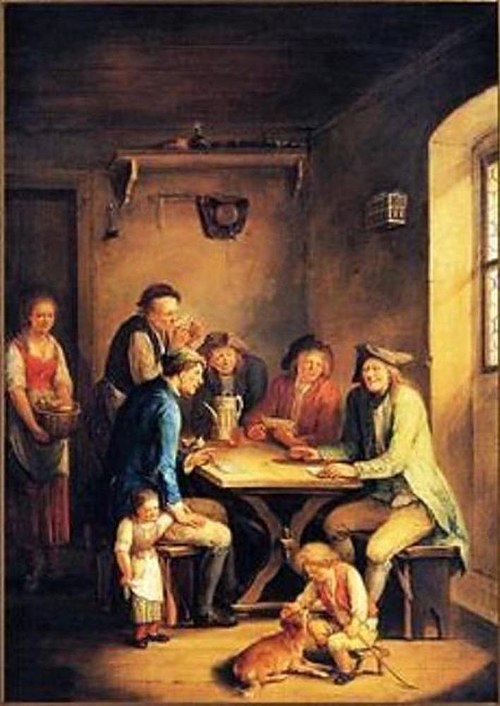 Peasants Playing Cards, 1765, Johann Andreas Herrlein