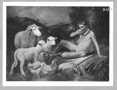 Faun und Schafe, 1901, Johann Baptist Hofner