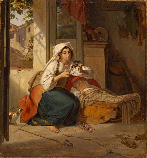 Italienerin an der Wiege, 1834, Johann Baptist Kirner