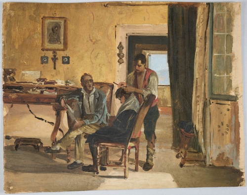 Chez le barbier, 1832, Johann Baptist Kirner