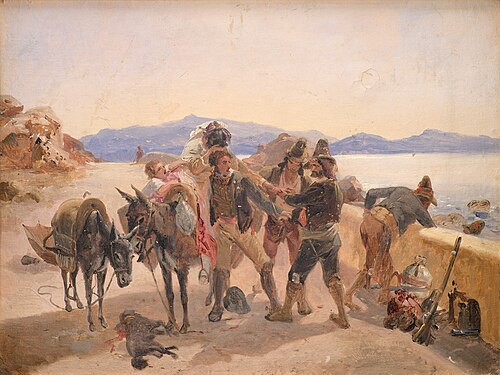 Robbers Attacking Travellers, 1836, Johann Baptist Kirner