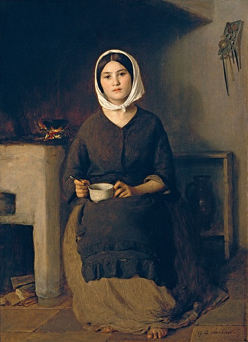 Sitzende Frau in einer Bauernküche, 1850, Johann Baptist Reiter