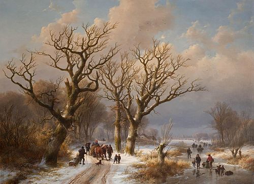 Paysage hivernal avec cheval, 1863, Johann Bernhard Klombeck
