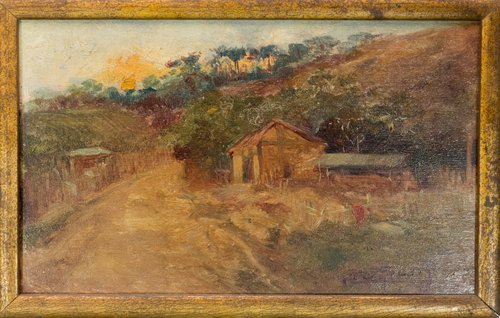 (Choupana com sol ao fundo), 1890, Carlo De Servi