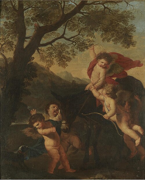 Putti Riding a Donkey in a Landscape, 1631, Karel Philips Spierincks