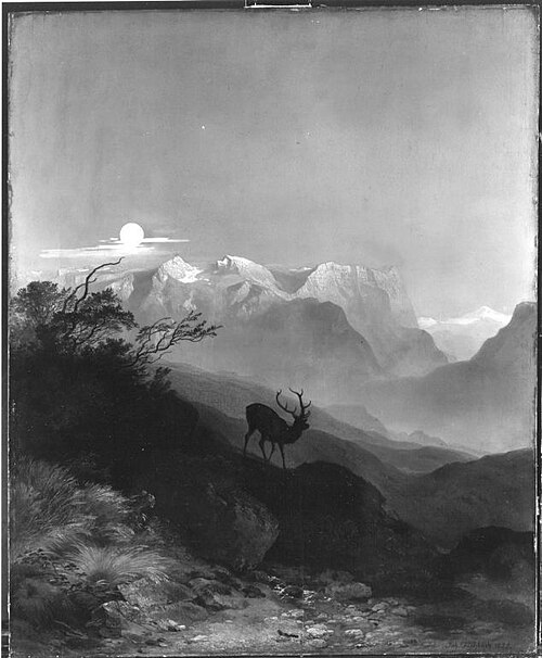 Das Tennengebirge bei Mondschein, 1855, Johann Fischbach