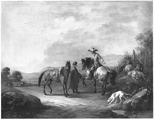 A Gentleman on Horseback with his Groom, 1786, Johann Georg Pforr