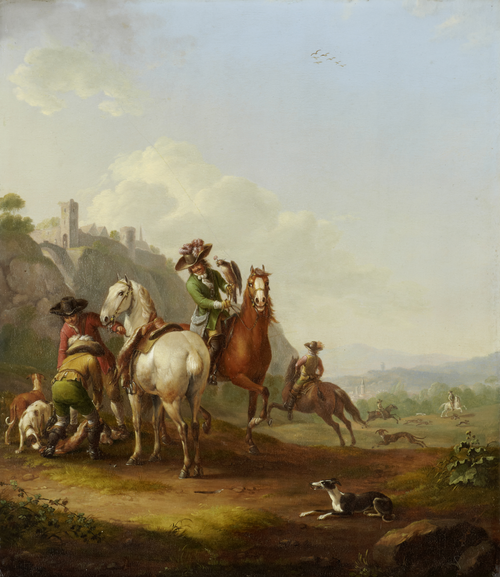 Hare-Hunt with Falconer, 1786, Johann Georg Pforr