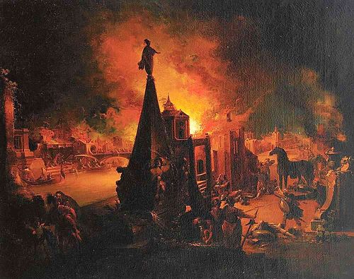 Blick auf das brennende Troja, , Johann Georg Trautmann