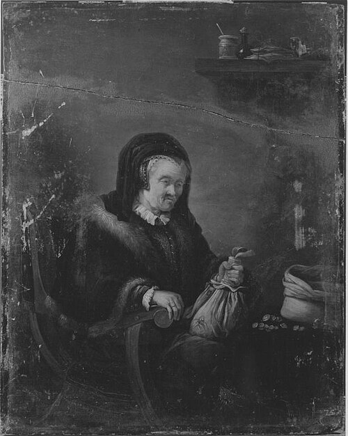 Stingy woman, 1741, Johann Georg Trautmann