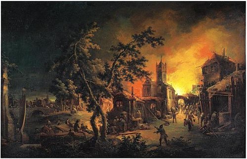 Conflagration at Night, 1765, Johann Georg Trautmann