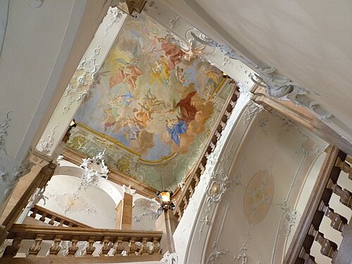 Ceiling painting in the staircase of the New Residence Passau, 1768, Johann Georg Unruh