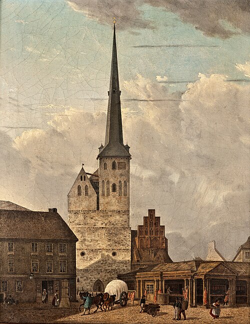 The Nikolai Church in Berlin, 1827, Johann Heinrich Hintze