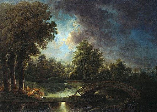 The Gardens at Kew by Moonlight, 1760, Johann Jakob Schalch
