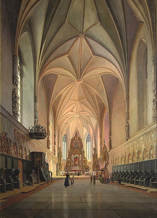 Внутренний вид готического собора Мариенбург, 1847, Johann Karl Schultz