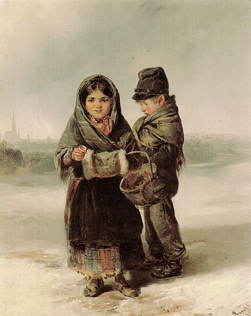 Begging children at the Glacis in Vienna, 1852, Matthias Ranftl