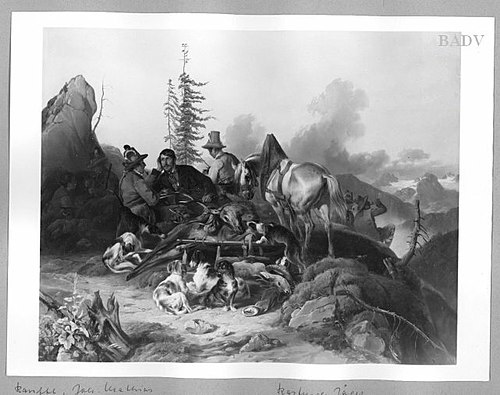 rest after the hunt, 1849, Matthias Ranftl