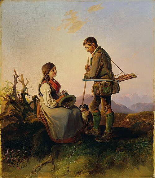 Jäger und Mädchen, 1847, Matthias Ranftl