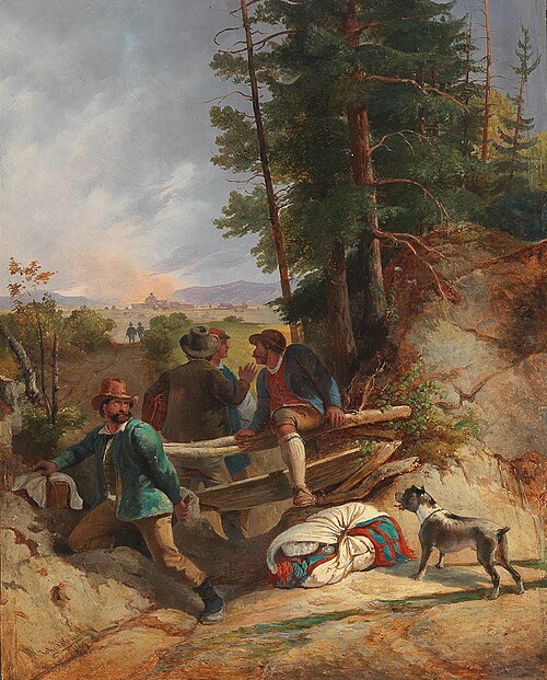 Robbers with a city in the background, 1869, Johann Nepomuk Passini