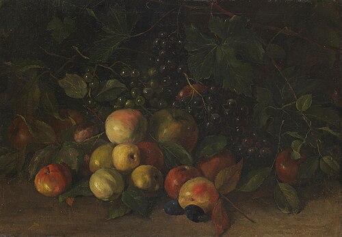 Fruit still life with apples and grapes, 1888, Johann Sperl