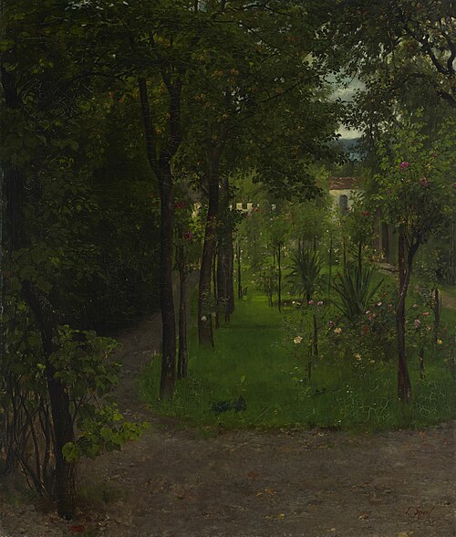 Pharmacist Wimmer's garden in Kraiburg, 1883, Johann Sperl