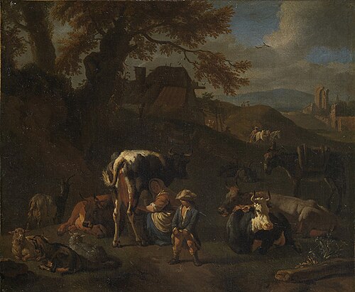 Landscape with a herd and a shepherdess, 1696, Pieter van Bloemen
